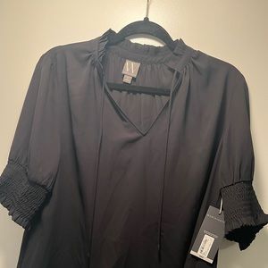 Worthington Black Cuffed Sleeve Blouse